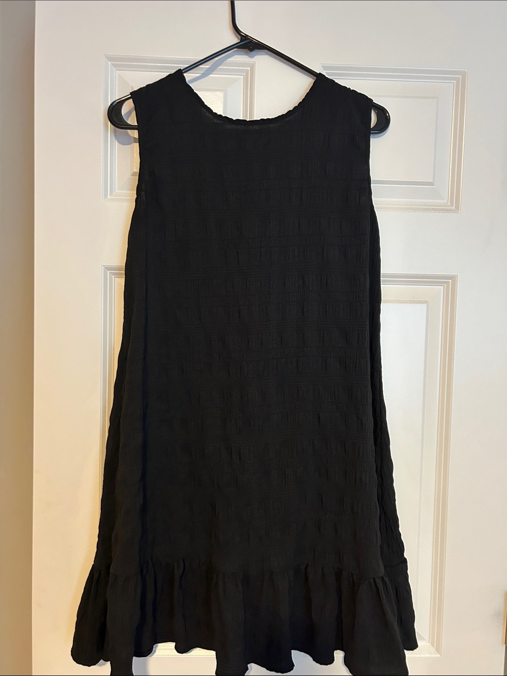 Black Sleeveless Ruffle-Hem Mini Dress